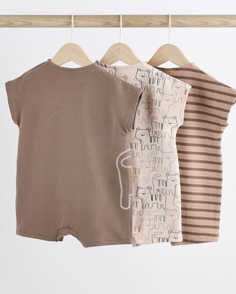 Brown Tiger Rompers 4 Pack Set