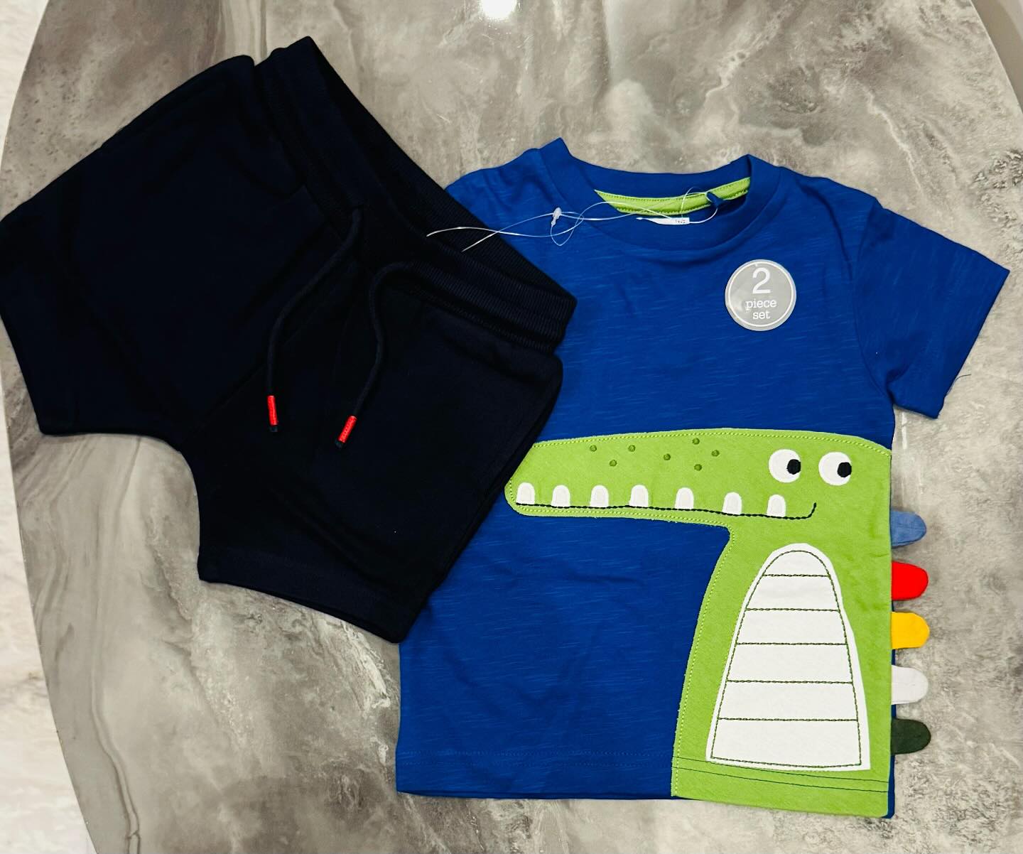 Croc Appliqué Shirt Short Set