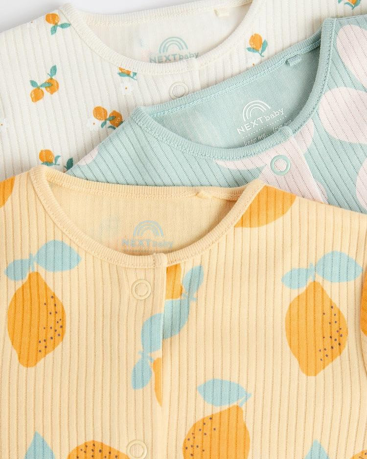 Lemon Footless Sleepsuit 3 Pack