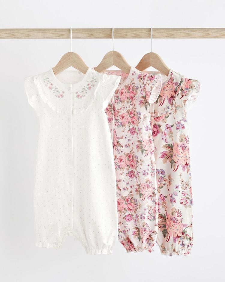 Pink Floral Rompers 3 Pack