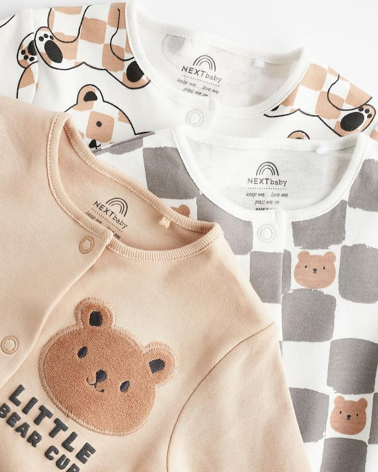 Bear Footless Sleepsuit 3 Pack