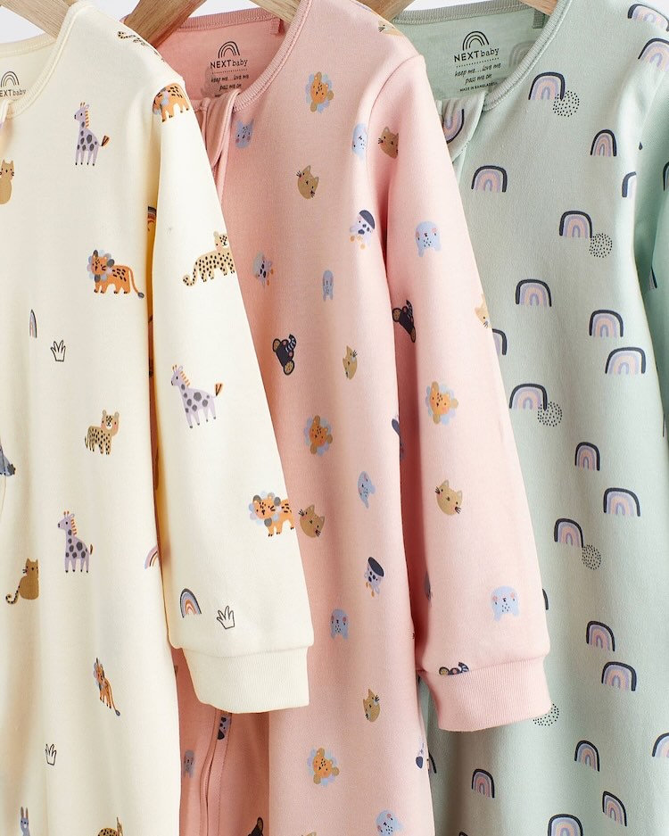 Mint/Cream Footless Sleepsuit 3 Pack