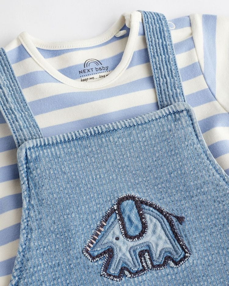 Denim Elephant Dungarees & Bodysuit Set