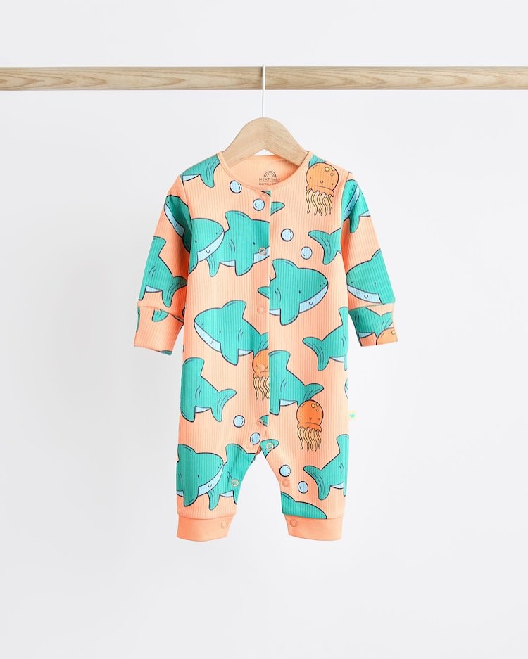Blue/ Orange Footless Sleepsuit 3 Pack