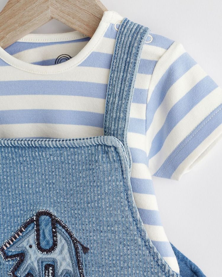 Denim Elephant Dungarees & Bodysuit Set