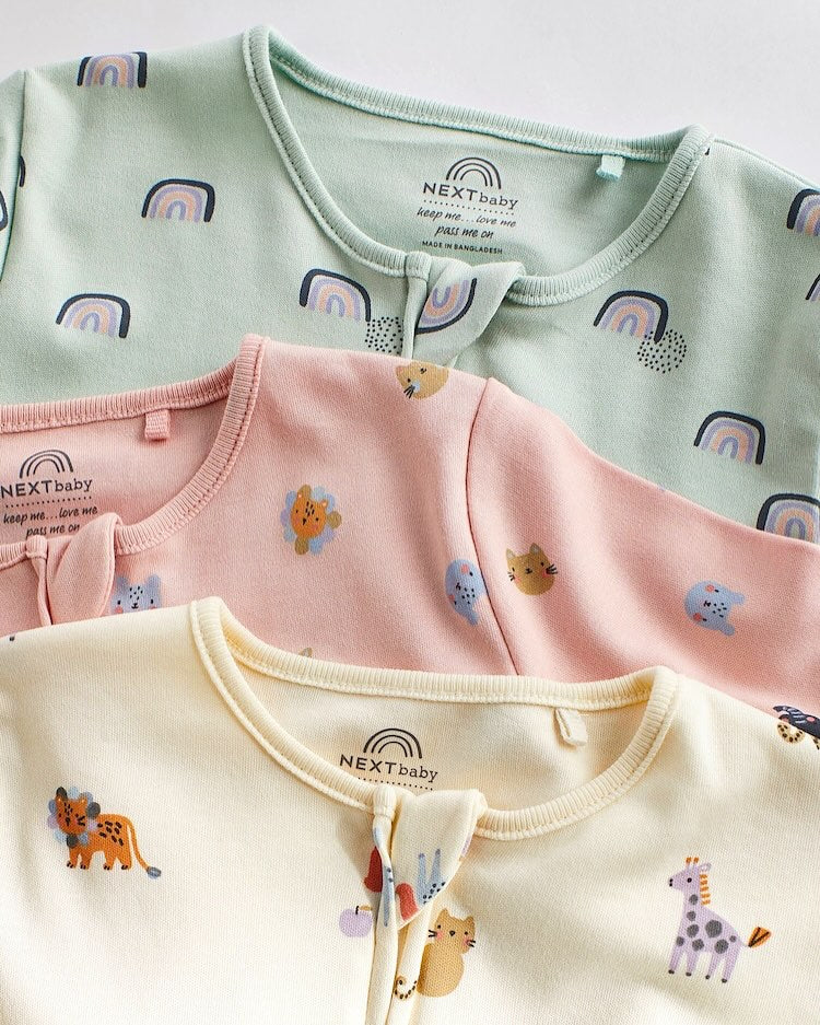 Mint/Cream Footless Sleepsuit 3 Pack
