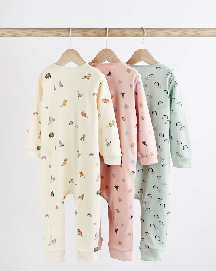 Mint/Cream Footless Sleepsuit 3 Pack