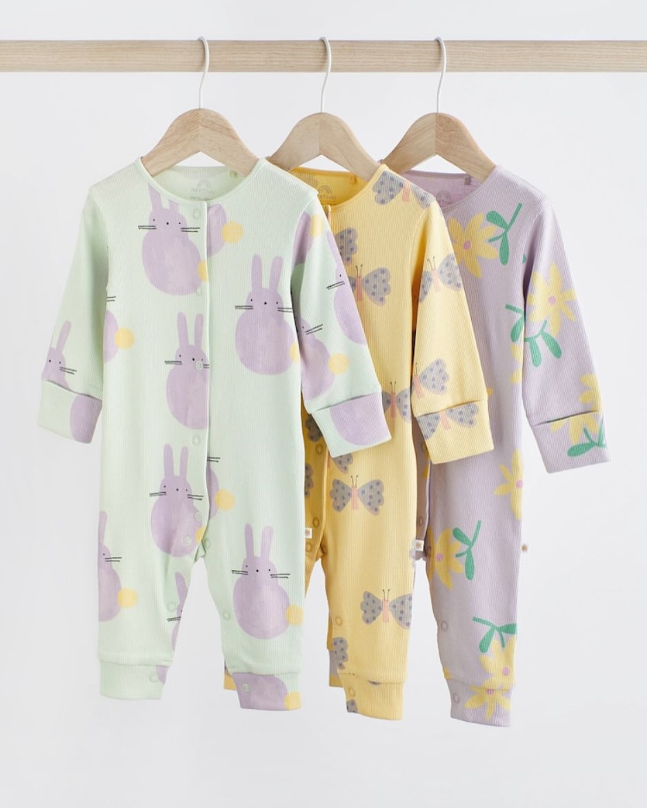 Mint/Lilac Footless Sleepsuit 3 Pack