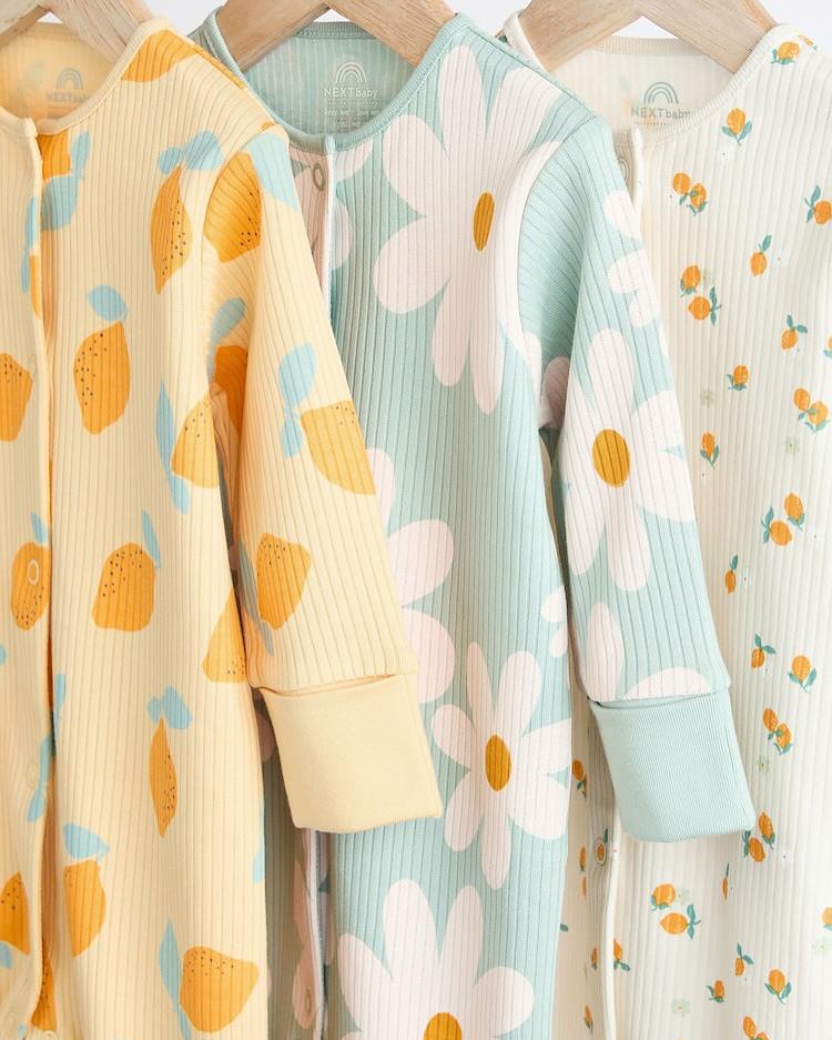 Lemon Footless Sleepsuit 3 Pack