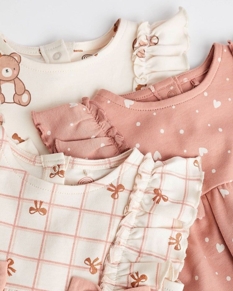Pink Bear Rompers 3 Pack