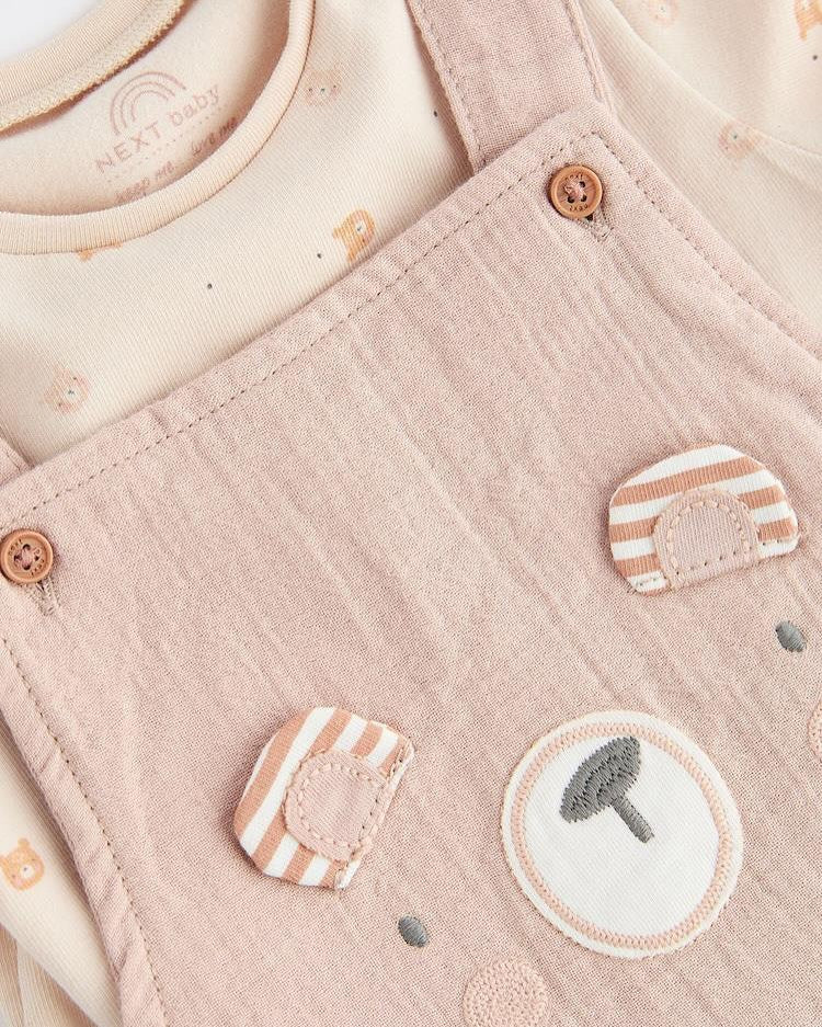 Neutral Bear Dungarees & Bodysuit Set