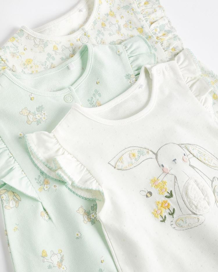 Floral Bunny Rompers 3 Pack