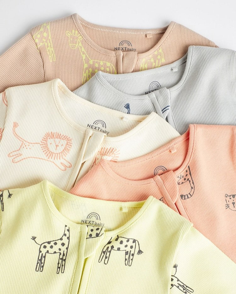 Multi Animals Footless Sleepsuit 5 Pack