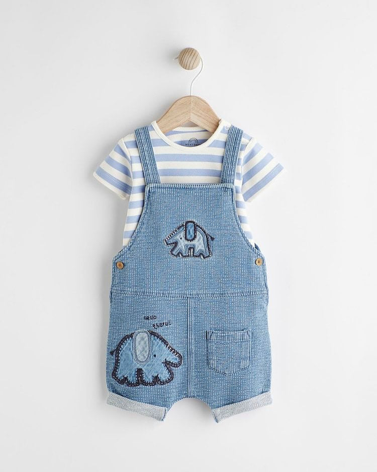 Denim Elephant Dungarees & Bodysuit Set