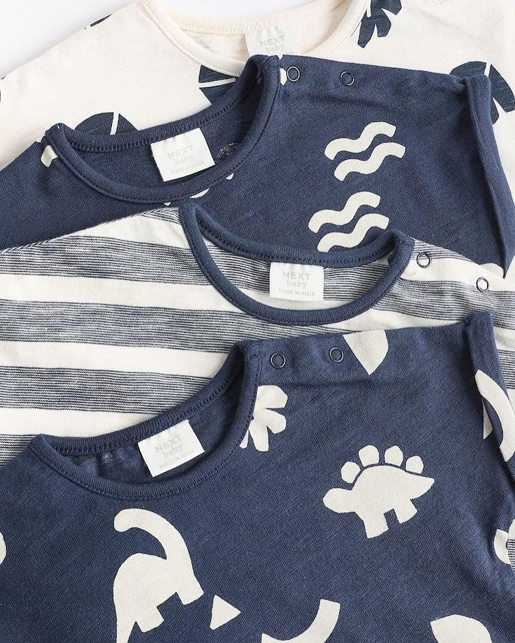 Navy Dino Rompers 4 Pack Set
