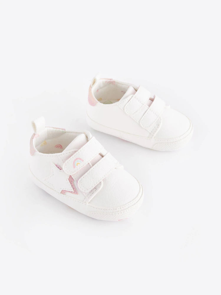 White Rainbow Two Strap Baby Trainers