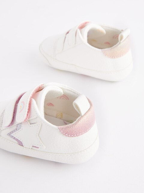 White Rainbow Two Strap Baby Trainers
