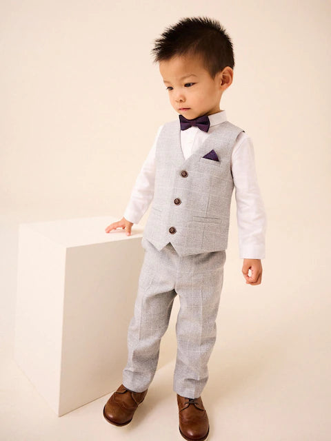 Grey Heritage Waistcoat, Shirt, Trousers & Bow Tie Set