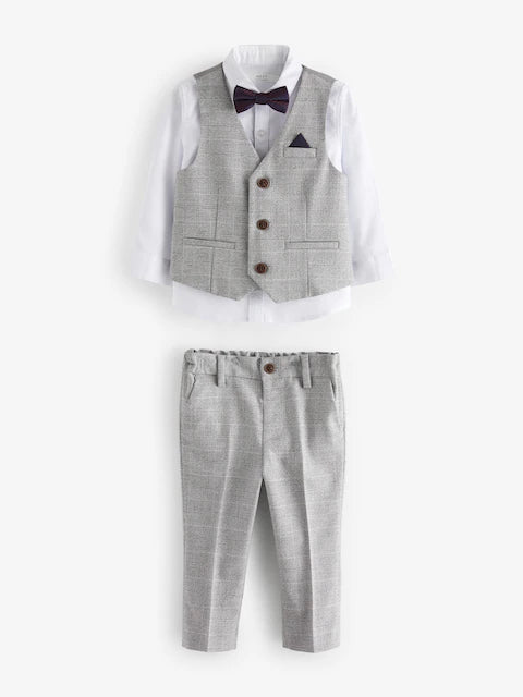Grey Heritage Waistcoat, Shirt, Trousers & Bow Tie Set
