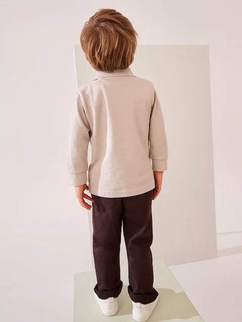 Neutral Bears Long Sleeve Quarter Zip Polo