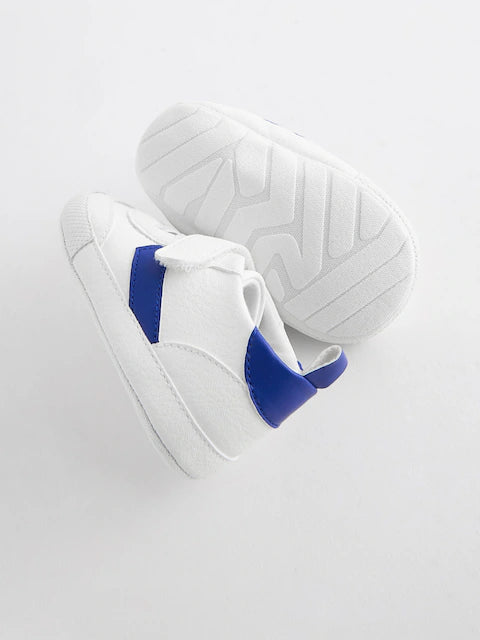 White/Blue Touch Fastening Chevron Baby Trainers