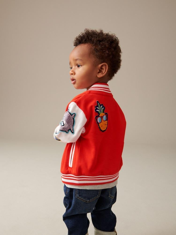 Bright Red embroidered Jacket Fleece Lined