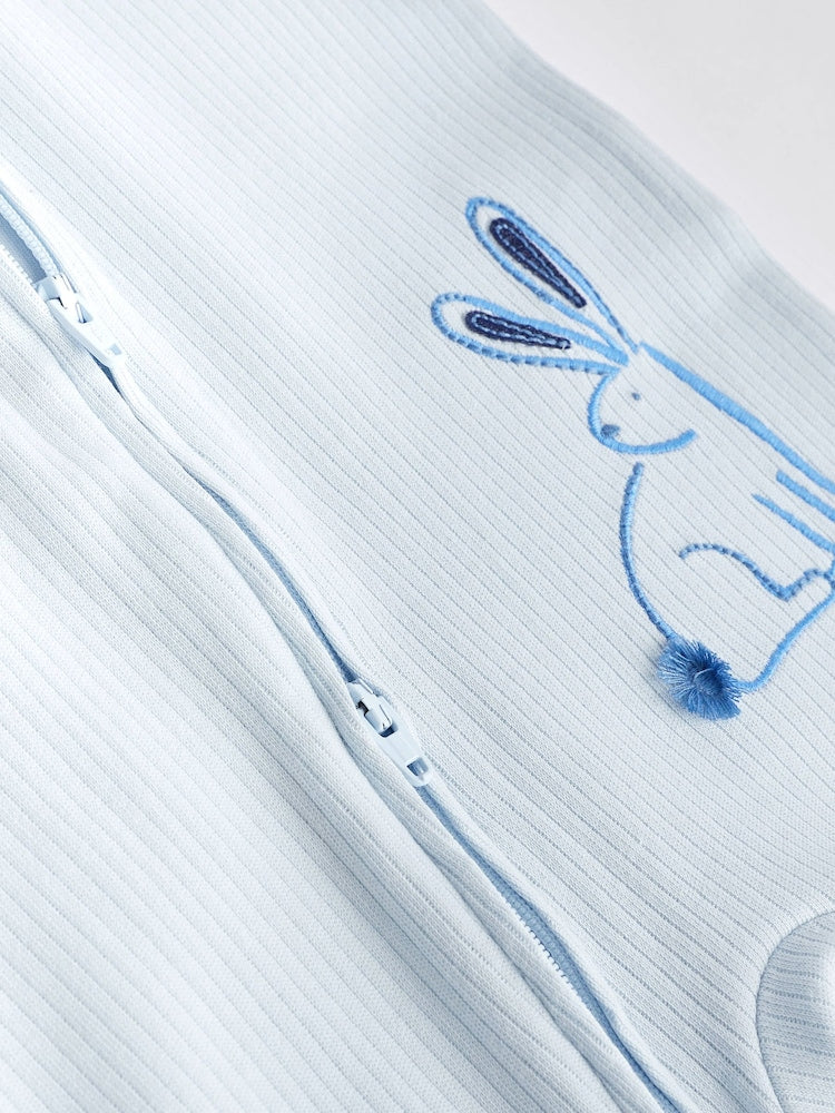 Blue bunny zipped Sleepsuit 4 Pack