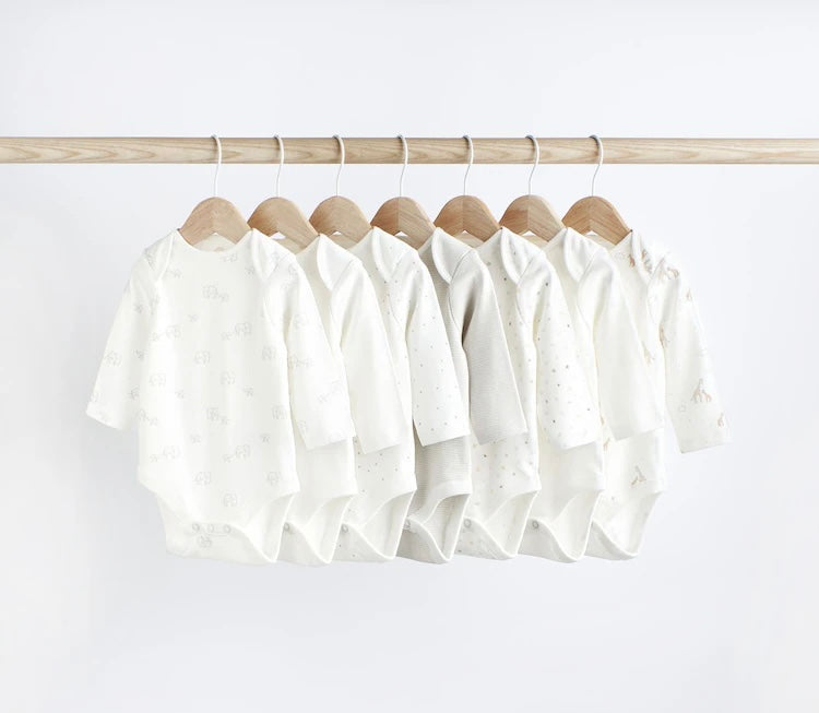 White Full sleeves bodysuits pack of 7
