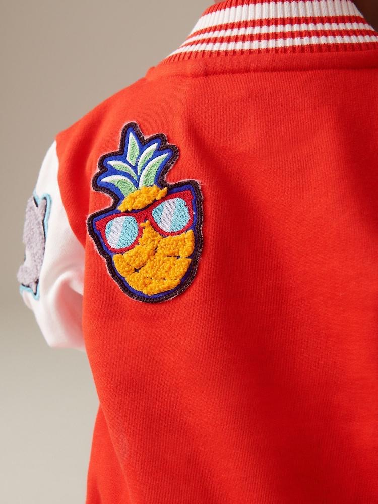 Bright Red embroidered Jacket Fleece Lined