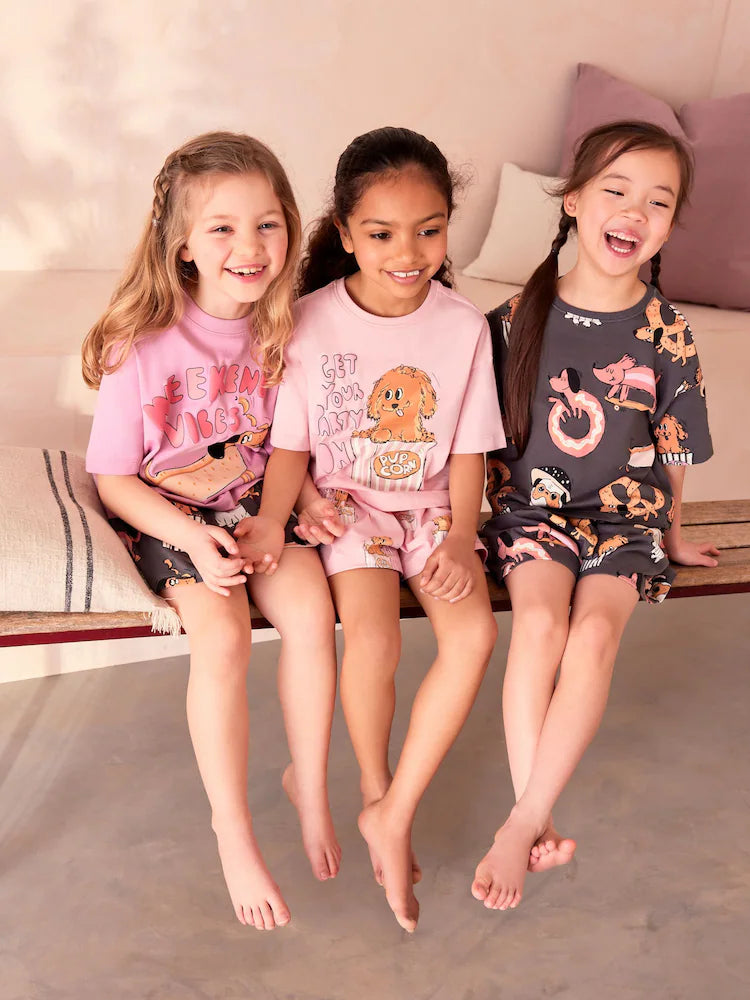 Pink/Grey Short Pyjamas 3 Pack