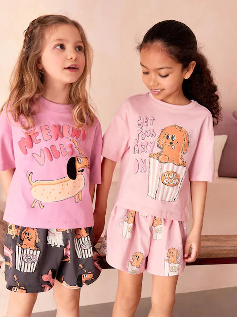 Pink/Grey Short Pyjamas 3 Pack