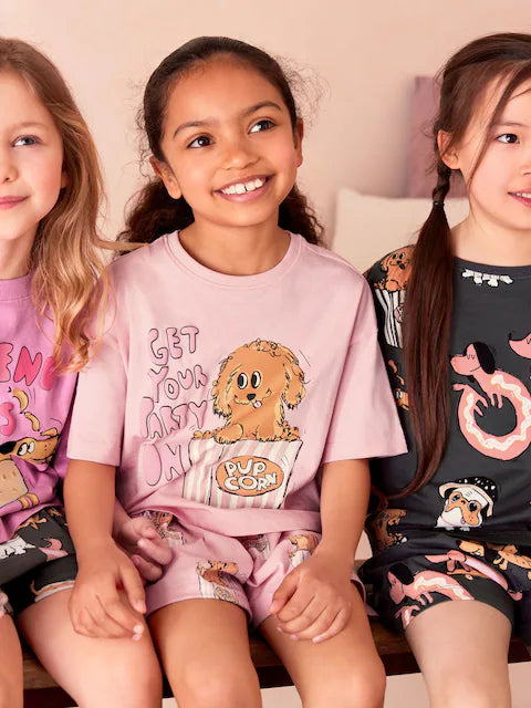 Pink/Grey Short Pyjamas 3 Pack