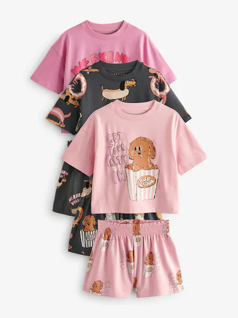 Pink/Grey Short Pyjamas 3 Pack