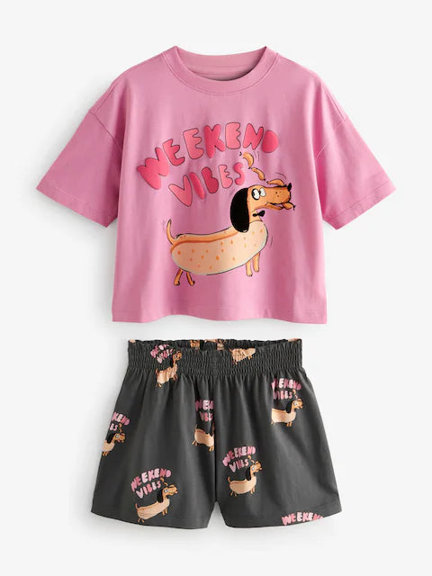 Pink/Grey Short Pyjamas 3 Pack