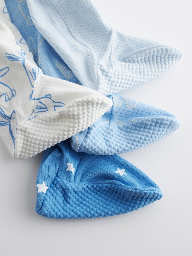 Blue bunny zipped Sleepsuit 4 Pack