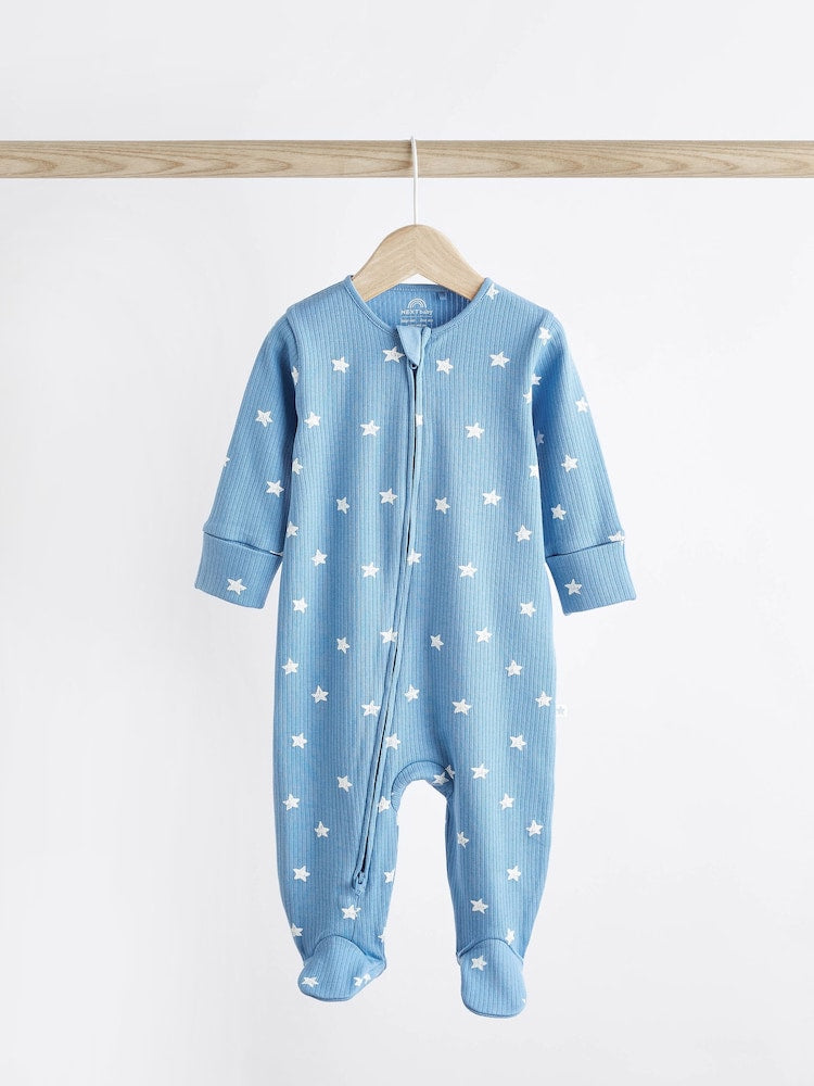 Blue bunny zipped Sleepsuit 4 Pack
