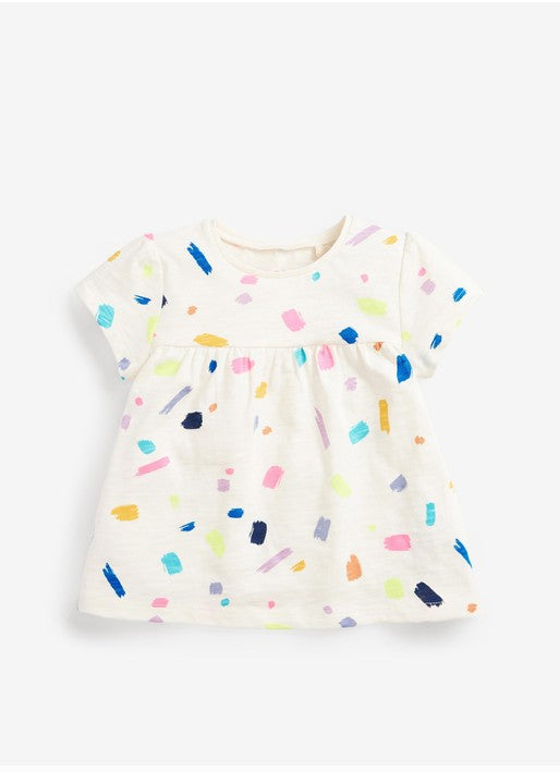 White Paint Cotton Frock