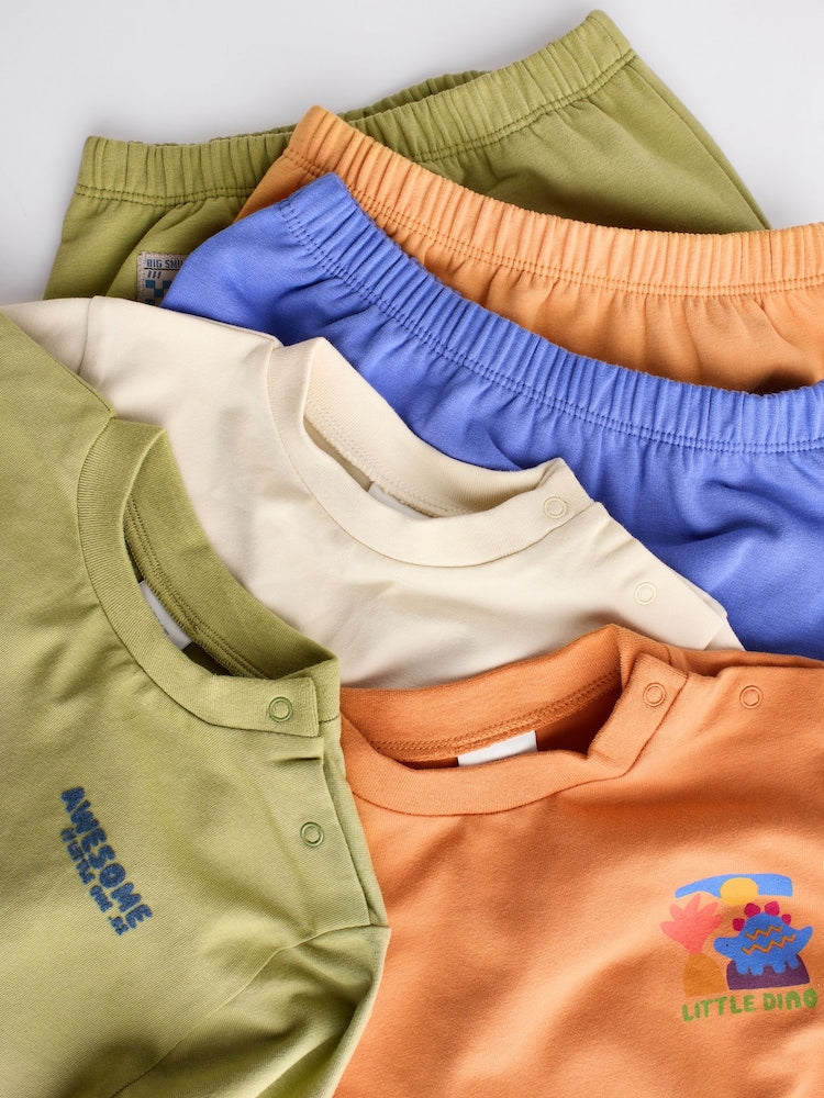 Bright Dino baby T-shirts & joggers 6 Pack.
