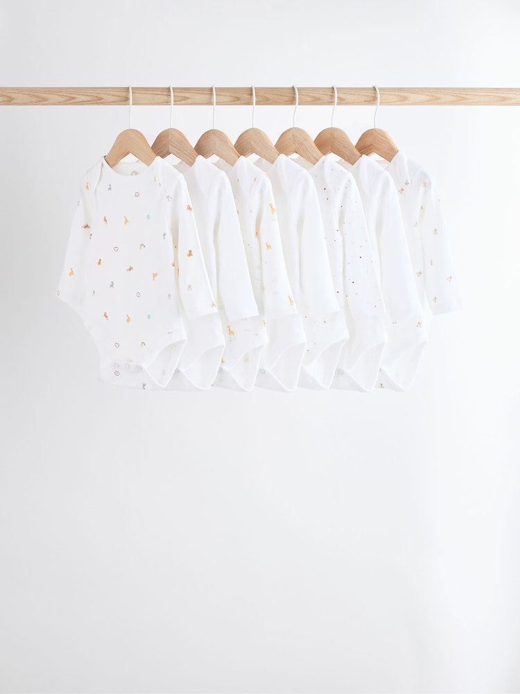 White Full Sleeves Bodysuit 7 Pack.