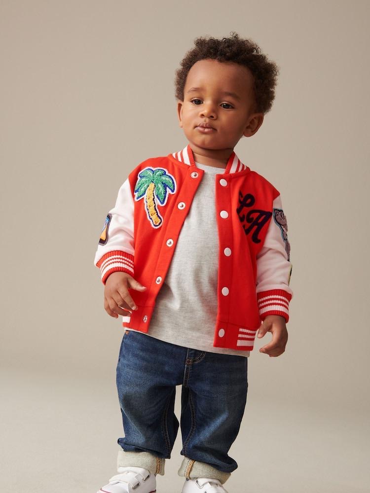 Bright Red embroidered Jacket Fleece Lined