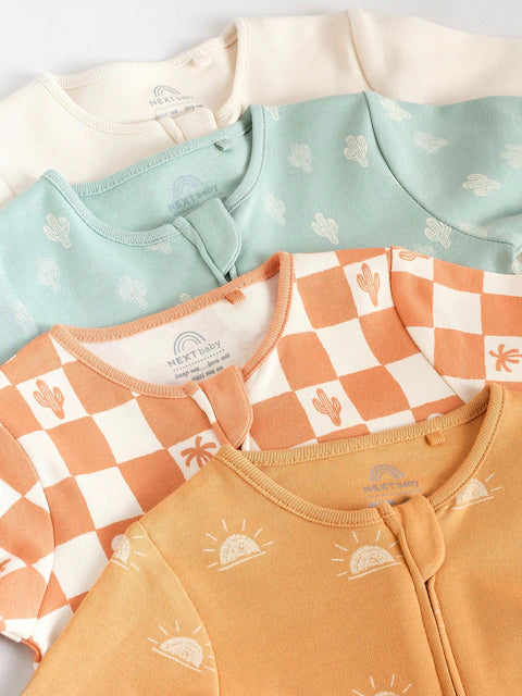 Minerals Baby Two Way Zip Sleepsuits 4 Pack