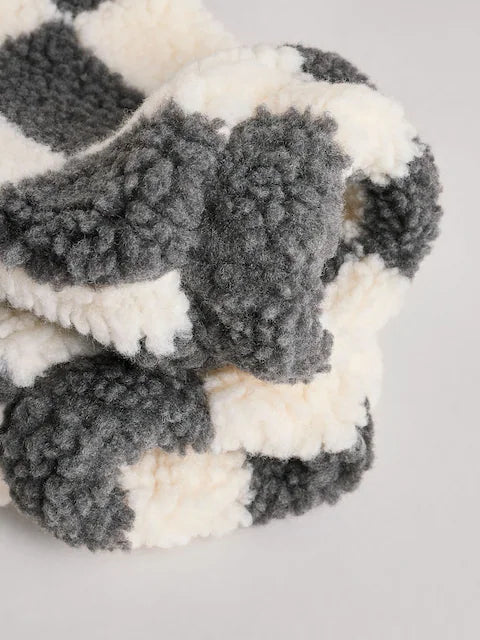 Grey Cosy Checkerboard Borg Pramsuit