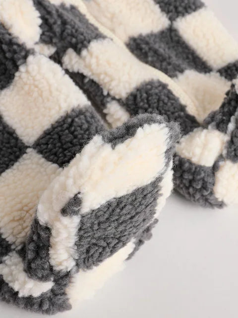 Grey Cosy Checkerboard Borg Pramsuit