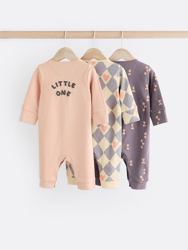 Purple footless sleepsuits 3 Pack