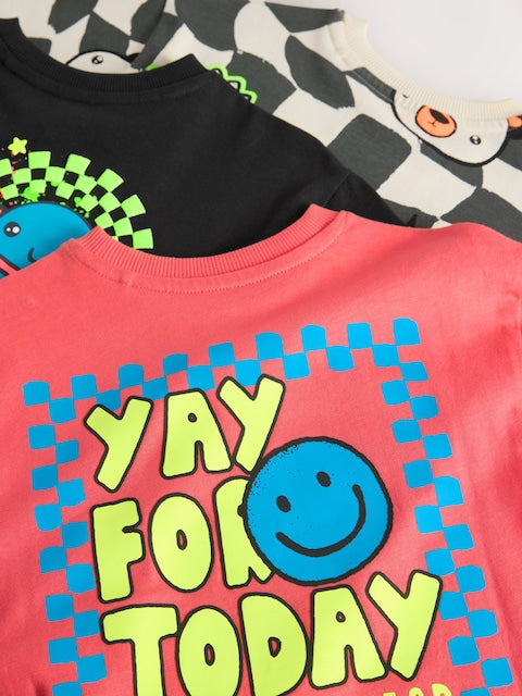 Multi Bright Checkerboard Happy Face Short Pyjamas 3 Pack