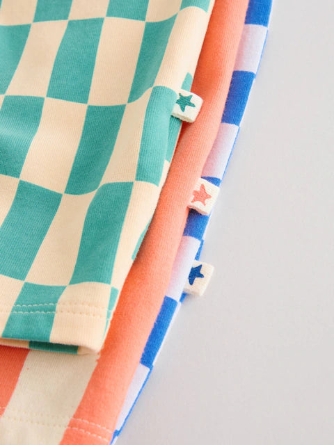 Bright Checkerboard Baby Rompers 3 Pack