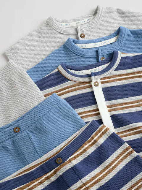 Blue Striped Baby Tops and Shorts Set 6 Piece