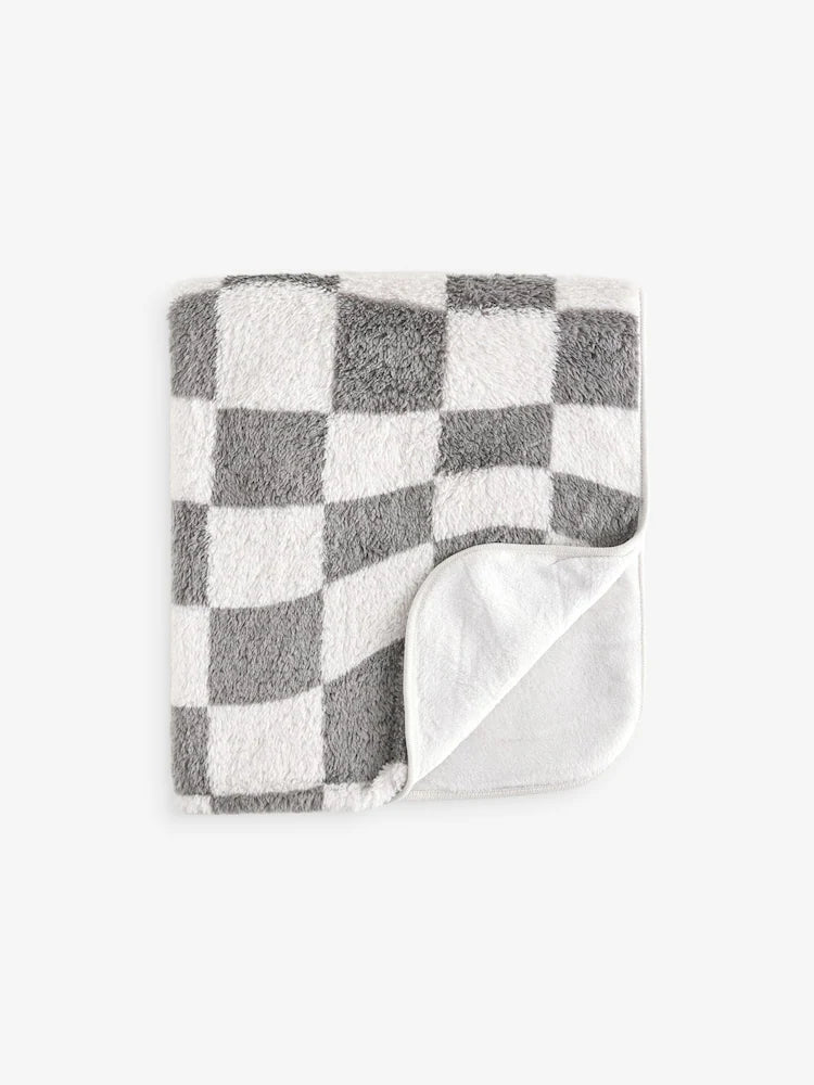 Grey/White Fleece Baby Blanket