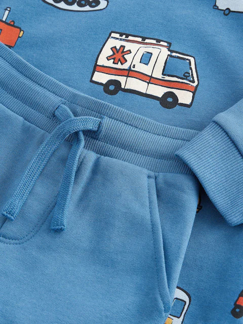 Blue Vehicles All-Over Print Character Sweatshirt and Joggers Set