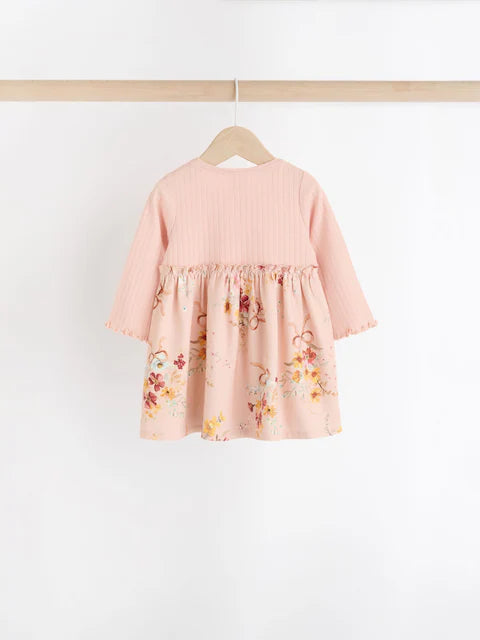 Pink/Blue Floral Baby Jersey Dresses 2 Pack